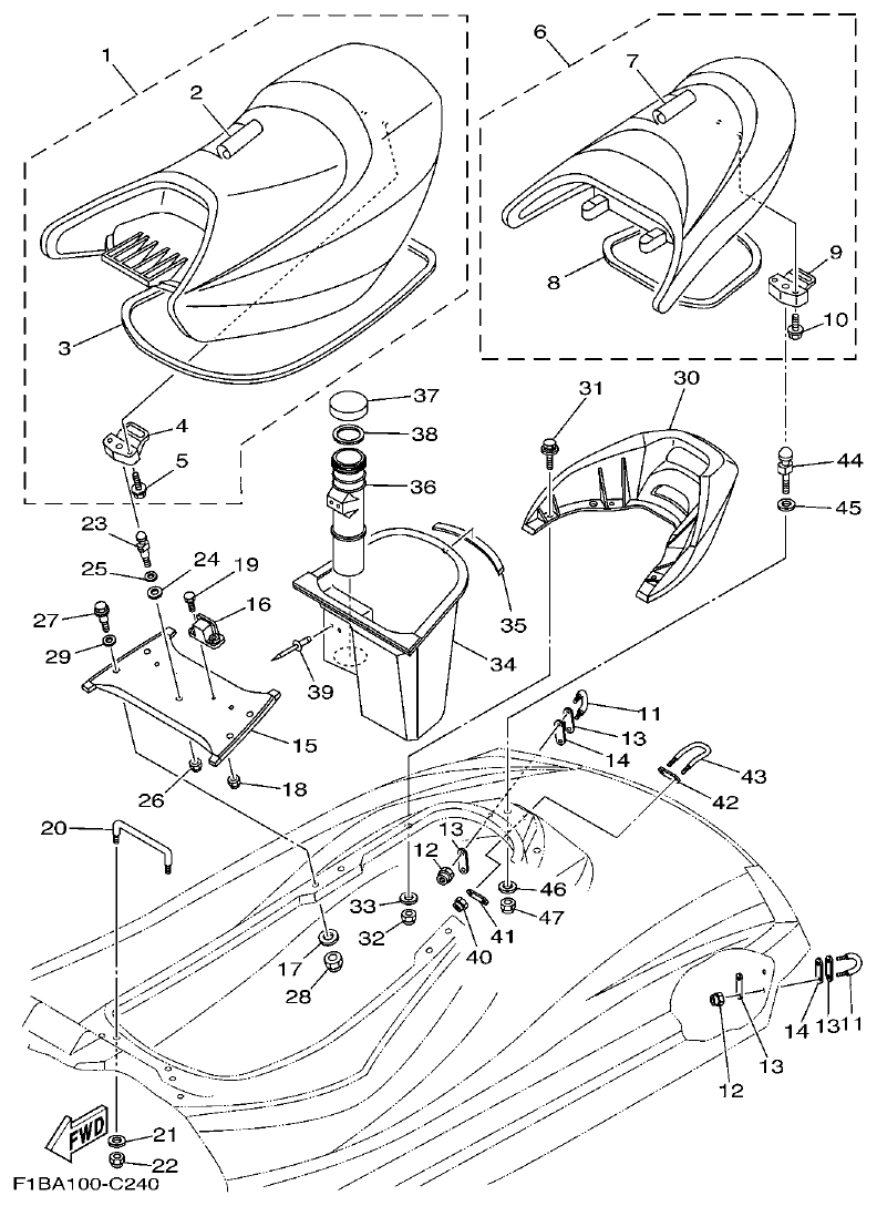 Yamaha FX10 SEAT & UNDER LOCKER parts diagram